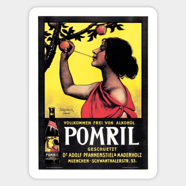 Pomril Fresh Apple Soda Beverage Vintage Deutsche Advertisement Sticker by vintageposters